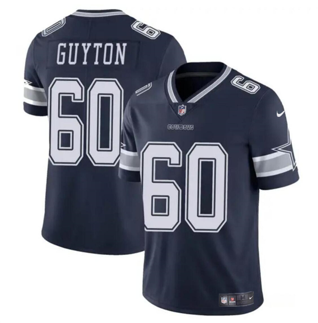Men's Dallas Cowboys #60 Tyler Guyton Navy 2024 Draft Vapor Untouchable Limited Stitched Football Jersey